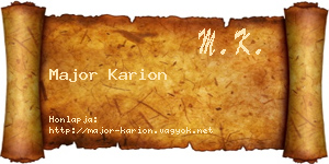 Major Karion névjegykártya